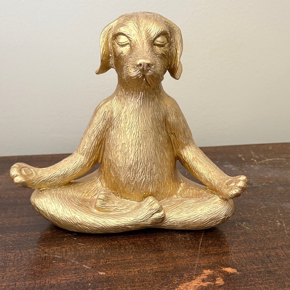 Gold Meditating Dog Figurine